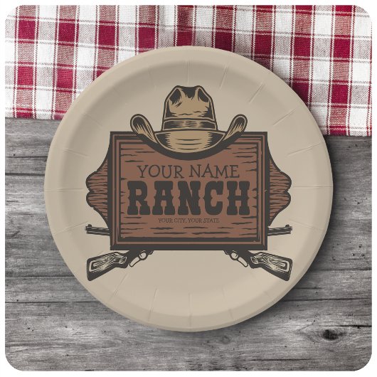 Assiettes En Carton NOM PERSONNALISÉ Canons Cowboy Connexion Western R