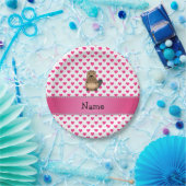 Assiettes En Carton Nom personnalisé castor coeurs roses pois (Fête)