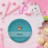 Assiettes En Carton Nom personnalisé castor parties scintillant turquo (Fête)