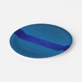 Assiettes En Carton Nom personnalisé cercles de carré bleu foncé (Angle)