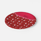 Assiettes En Carton Nom personnalisé champignons rouges (Angle)