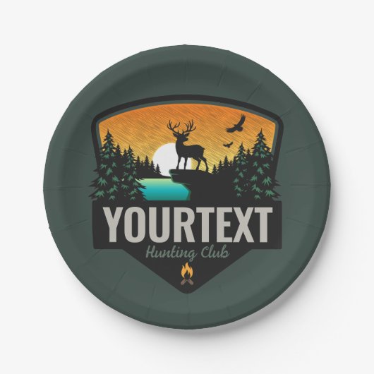 Assiettes En Carton NOM personnalisé Chasse aux wapitis Coucher de sol (Devant)