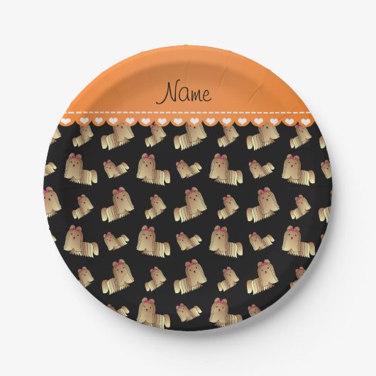 Assiettes En Carton Nom personnalisé Chiens tzu shih noir (Devant)