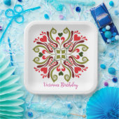 Assiettes En Carton Nom personnalisé Conception florale (Fête)