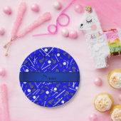 Assiettes En Carton Nom personnalisé crosse bleue (Fête)