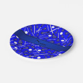 Assiettes En Carton Nom personnalisé crosse bleue (Angle)