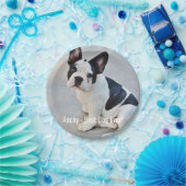 Assiettes En Carton Nom personnalisé de photo de bouledogue et de (Fête)