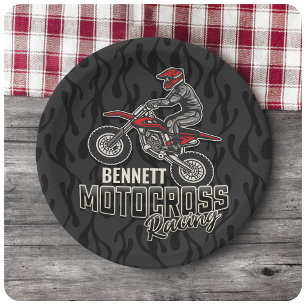 Assiettes En Carton Nom personnalisé Dirt Vélo Rider Motocross Racing