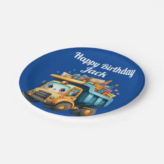 Assiettes En Carton Nom personnalisé du garçon Joyeux anniversaire (Angle)