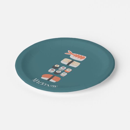 Assiettes En Carton Nom personnalisé du sushi japonais mou (Angle)