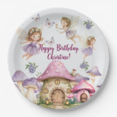 Assiettes En Carton Nom personnalisé Fées magiques Champignons roses A (Devant)