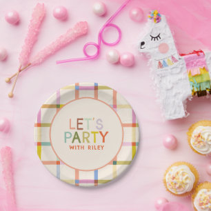 Assiettes En Carton Nom personnalisé Fête d'anniversaire moderne et co