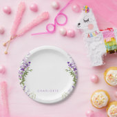 Assiettes En Carton Nom personnalisé Greenery Lavender Douche (Fête)