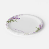 Assiettes En Carton Nom personnalisé Greenery Lavender Douche (Angle)