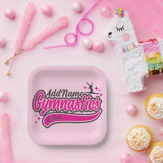 Assiettes En Carton NOM personnalisé Gymnaste Split Leap Gymnastique (Fête)