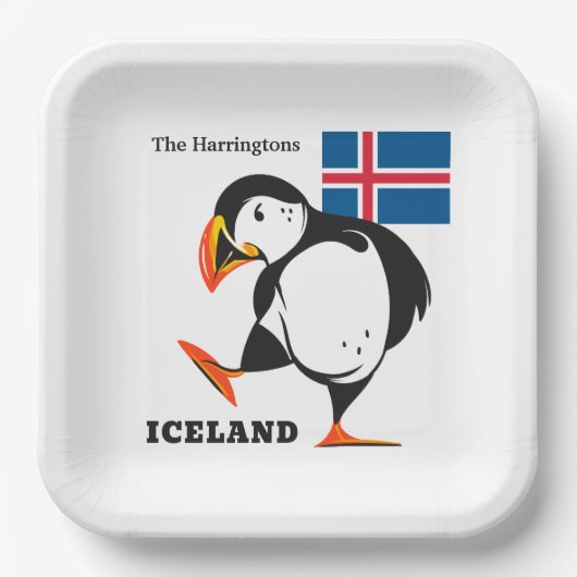 Assiettes En Carton Nom personnalisé Islande (Recto)