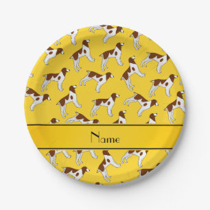 Assiettes En Carton Nom personnalisé jaune brittany spaniel dogs