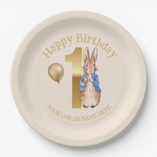 Assiettes En Carton Nom personnalisé Lapin Classique Premier Anniversa