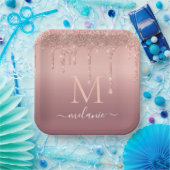 Assiettes En Carton Nom personnalisé Lettre Rose Parties scintillant o (Fête)