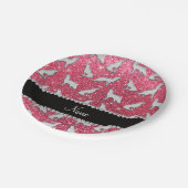 Assiettes En Carton Nom personnalisé loup argenté fuchsia parties scin (Angle)