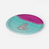 Assiettes En Carton Nom personnalisé manatee bulles turquoise (Angle)