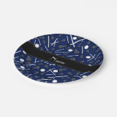 Assiettes En Carton Nom personnalisé marine bleu crosse (Angle)