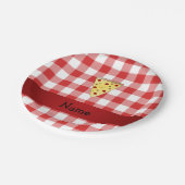 Assiettes En Carton Nom personnalisé mignon pizza rouge à damiers (Angle)