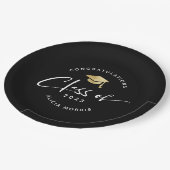 Assiettes En Carton Nom personnalisé moderne Graduation Script tendanc (Angle)