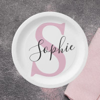 Nom personnalisé moderne Monogramme rose
