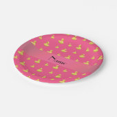 Assiettes En Carton Nom personnalisé motif de canard en caoutchouc ros (Angle)