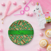 Assiettes En Carton Nom personnalisé motif hamburger vert (Fête)