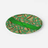 Assiettes En Carton Nom personnalisé motif hamburger vert (Angle)
