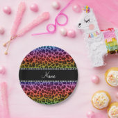 Assiettes En Carton Nom personnalisé motif léopard arc-en-ciel (Fête)