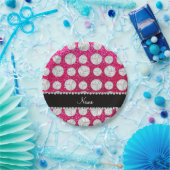 Assiettes En Carton Nom personnalisé neon rose parties scintillant vol (Fête)