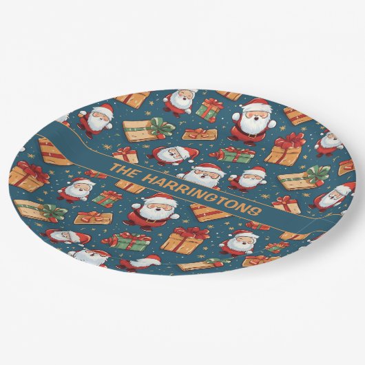 Assiettes En Carton Nom personnalisé Noël Père Noël (Angle)