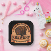 Assiettes En Carton NOM PERSONNALISÉ Old Oak Barrel Beer Keg Brasserie (Fête)