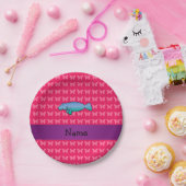 Assiettes En Carton Nom personnalisé papillons rose manatee (Fête)