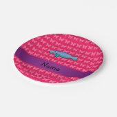 Assiettes En Carton Nom personnalisé papillons rose manatee (Angle)