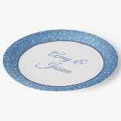Assiettes En Carton Nom personnalisé Parties scintillant bleue Plaques (Angle)