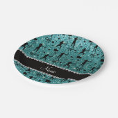 Assiettes En Carton Nom personnalisé parties scintillant turquoise tir (Angle)