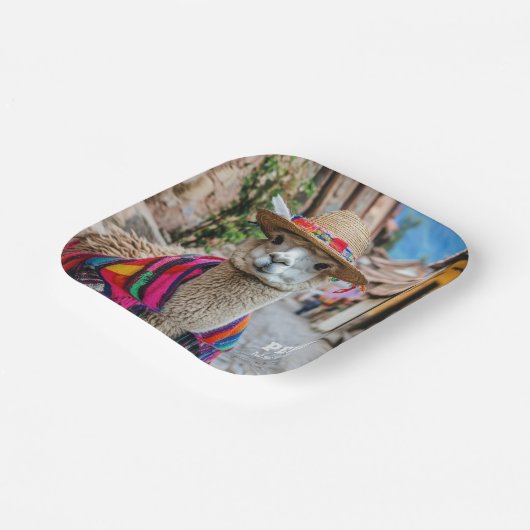 Assiettes En Carton Nom personnalisé Pérou Llama (Angulaire)