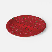 Assiettes En Carton Nom personnalisé piment rouge (Angle)