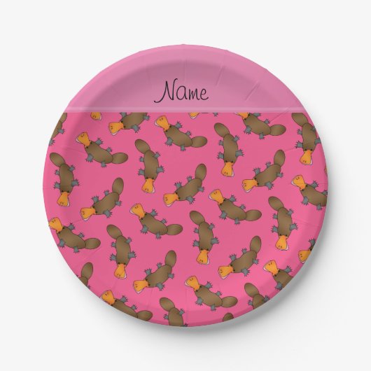 Assiettes En Carton Nom personnalisé pink platypus motif (Devant)