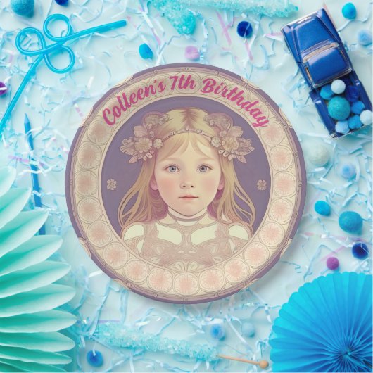 Assiettes En Carton Nom personnalisé & Plaques de papier rond d'annive (Fête)