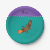 Assiettes En Carton Nom personnalisé platypus vert (Devant)
