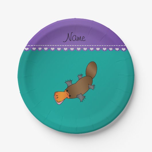 Assiettes En Carton Nom personnalisé platypus vert (Devant)