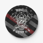 Assiettes En Carton Nom personnalisé Pompier Station du service d'ince (Devant)