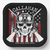 Assiettes En Carton NOM personnalisé Soldat Crâne Double Armes USA Dra
