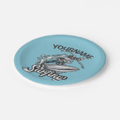 Assiettes En Carton NOM personnalisé Surfer Big Wave Skeleton Surfing (Angle)