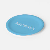 Assiettes En Carton Nom personnalisé texte clair Bleu et blanc (Angle)